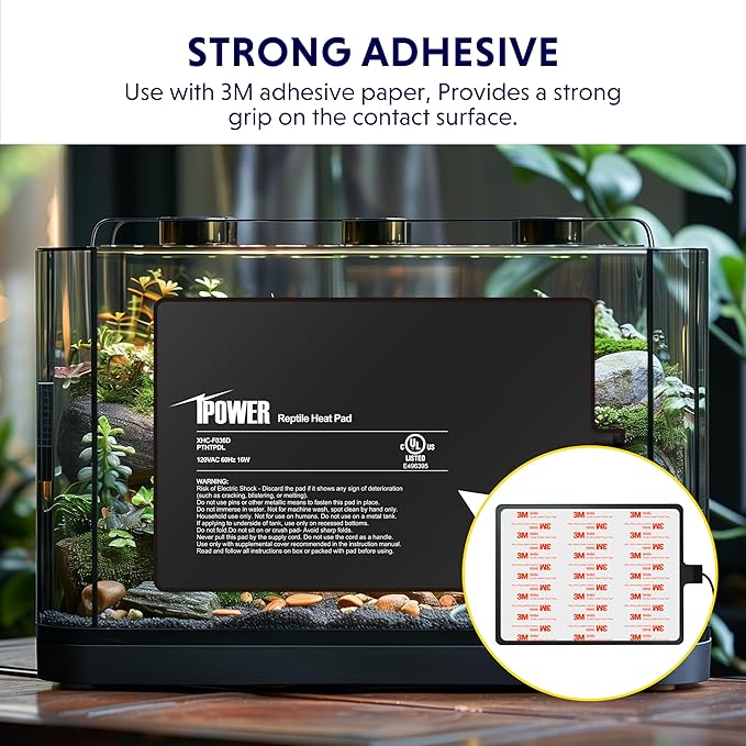 iPower 8X12 Inch Reptile Heat Pad Under Tank Heater Terrarium Warmer Heating Mat for Turtles Lizards Frogs and Other Small Animals