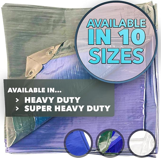 QUEEN OF TARPS | 20x25 Heavy Duty Tarp Waterproof, 120 GSM is 12 MIL, UV/Tear Resistant Tarp, Camping, Outdoor Furniture, Car, Tents, Painting, Firewood Protection | 20x25, Heavy Duty