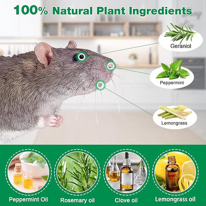 12 Pack Peppermint Oil Mouse Repellent Pouches - Powerful Pest Repellent for Rodent Rat Mice Skunk Squirrel Roach Moth, Mice Deterrent for House/Car/RV/Garage/Boat/Shed/Basement, Plant-Based Formula