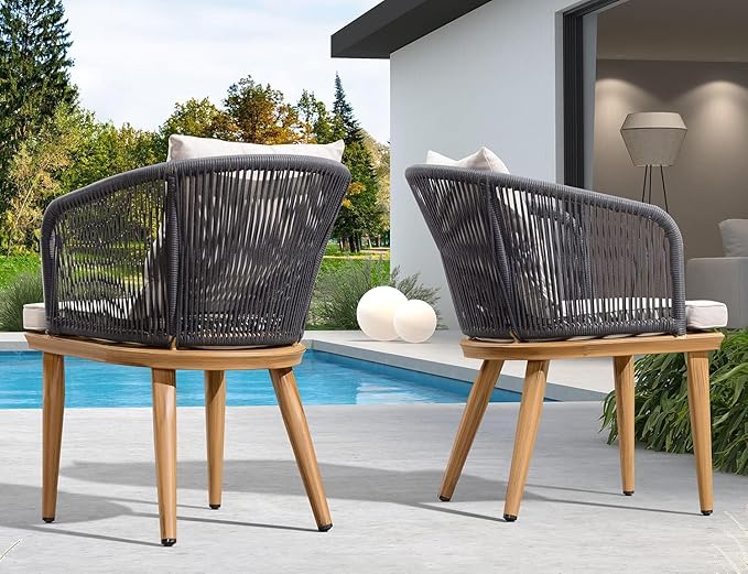 PURPLE LEAF 11 Pieces Patio Dining Set Wicker Outdoor Furniture Rectangular Table and Chairs Set for Garden Deck Teak-Finish Aluminum Frame Backyard Kitchen Set, Cushions and Pillows Included