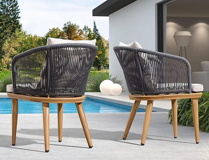 PURPLE LEAF 11 Pieces Patio Dining Set Wicker Outdoor Furniture Rectangular Table and Chairs Set for Garden Deck Teak-Finish Aluminum Frame Backyard Kitchen Set, Cushions and Pillows Included