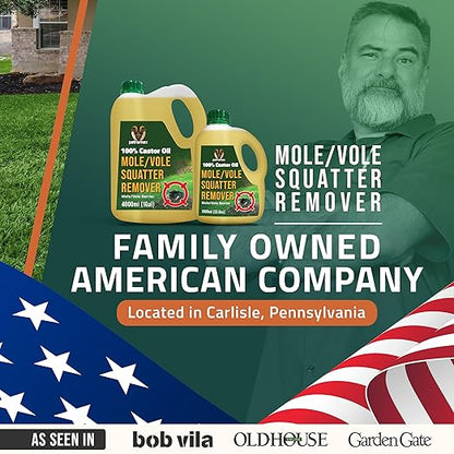 Petra 100% Castor Oil for Moles and Voles - Get Rid of Moles & Voles - Most Effective Way to Get Rid of Moles in Your Yard - Gopher, Ground Mole, Vole Caster Oil - Pet Safe, Food Grade (135 Fl Oz)