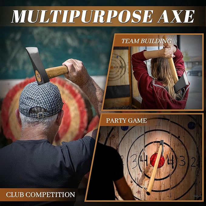 Dream Reach Throwing Axe Set - 2 PCS Professional Hatchets with Wooden Handle, 20.5" Hand Forged Throwing Game Axes for Backyard, Competition