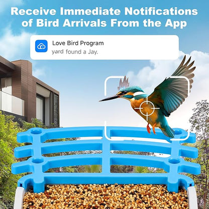 Smart Bird Feeder with Camera Solar Powered & Wireless Outdoor, HD Auto-Capture with Instant Alerts, Live Video Streaming via 2.4G WiFi, Weatherproof Auto-Recording Design, Gift for Bird Lovers