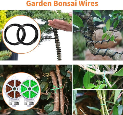 Bonsai Tools Set, 20 Pcs Gardening Succulent Tree Indoor Beginner Tool Kit, Include 262 Feet Bonsai Wire, 29.5"x29.5" Plant Repotting Mat, Leather Bag, Bonsai Scissors, Pruning Shears, Gifts for Women