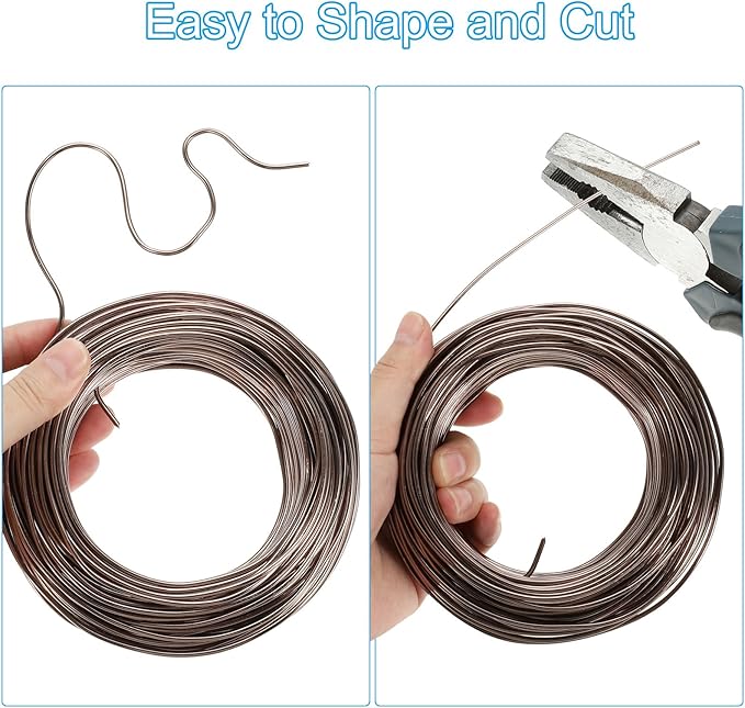 PATIKIL 1.5mm x 169ft Bonsai Training Wire,Floral Wire Stems Anodized Aluminum Tree Wire for Gardening Branch Fixing,Brown