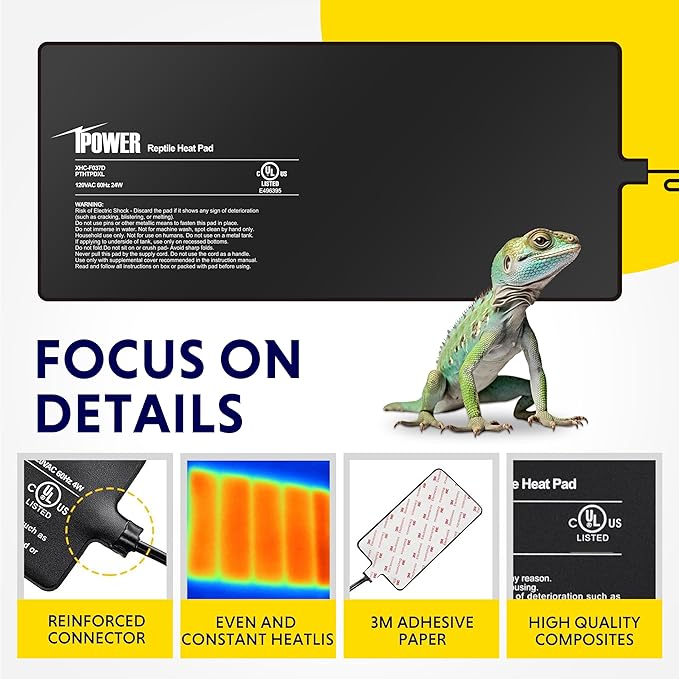 iPower 8 by 18-Inch 24W Reptile Heat Mat, LCD Digital Aquarium Thermometer, Under Tank Warmer Terrarium Heat Pad for Turtles Lizards Frogs and Other Small Animals, Multi Sizes