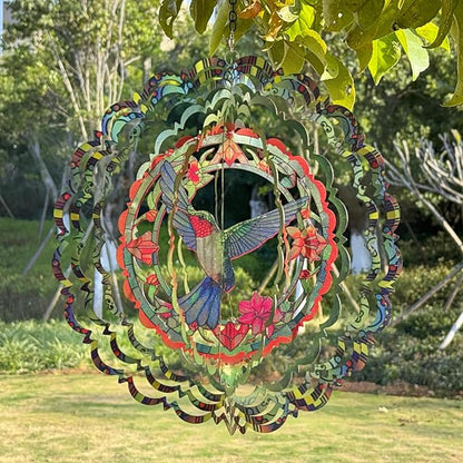 Wind Spinners Outdoor Hummingbird Decorations - Birthday Gifts for Women Mom Grandma, Hanging 12 inch 3D Sculptures for Garden Decor for Outside, Patio, Yard
