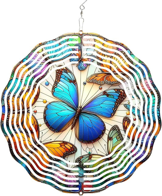 3D Butterfly Wind Spinners Outdoor Stainless Steel Hanging Wind Spinner Decorations Metal Garden Art for Patio Garden Yard and Indoor Spaces Butterfly Gifts for Mom Wife Women Grandma