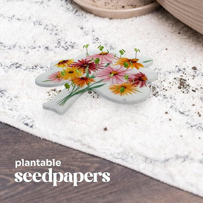 Seed Paper Birthday Cards – 4 Plantable Bouquet Inserts with Wildflower Seeds, 4 Greeting Cards & Envelopes, Unique Gift for Birthdays & Special Occasions
