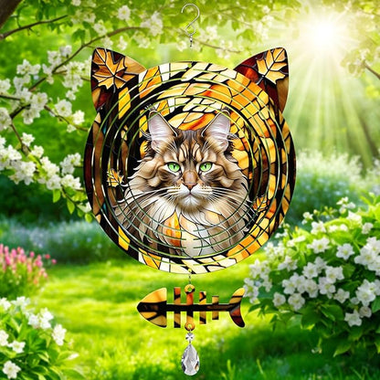 Maine Coon Cat Wind Spinner, Maine Coon Cat Wind Spinner Hanging for Yard and Garden