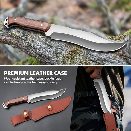 Outdoor Short Machete with Sheath for Cutting Trees, for Yard Work and for urvival Machete Ideal for Gardening,Camping, Fishing, Hunting, Bushcraft