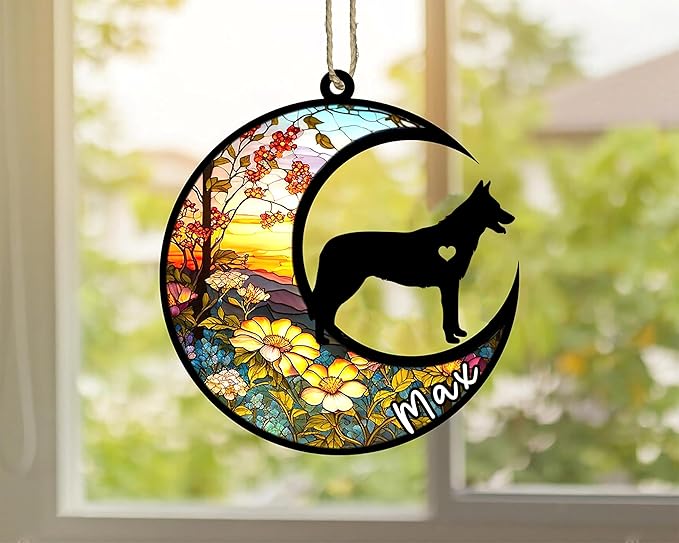 Personalized Dog Memorial, Custom Name Czechoslovakian Wolfdog Dog Christmas Ornament with Name, Custom Breeds, Pet Loss Light Catcher, Gifts for Lovers Loss of Pet Sympathy on Mothers Day Christmas