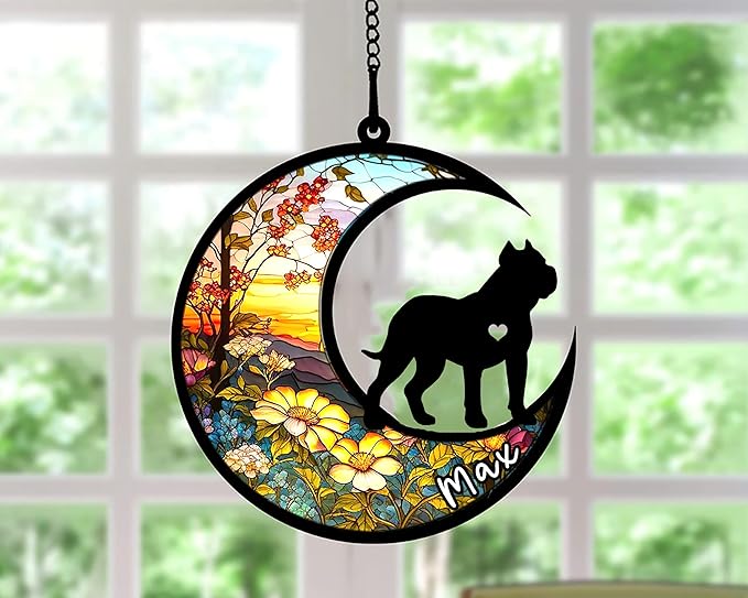 Personalized Dog Memorial, Custom Name Presa Canario Dog Christmas Ornament with Name, Custom Breeds, Pet Loss Light Catcher, Gifts for Lovers Loss of Pet Sympathy on Mothers Day Christmas