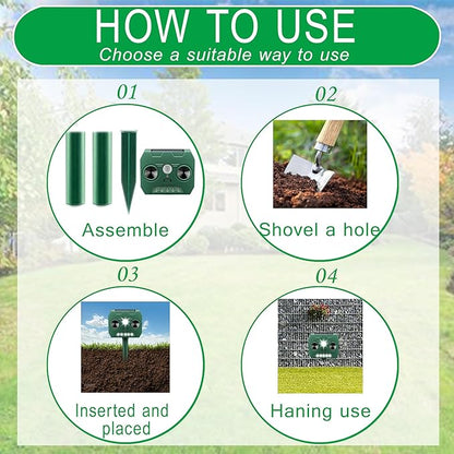 Ultrasonic Animal Repellent Outdoor Deer Repellent Devices Solar Powered,Squirrel Repellent Motion Detection, Waterproof Cat Dog Deterrent Rabbit Fox Pest Raccoon Rodent Repellent for Yard Farm Garden