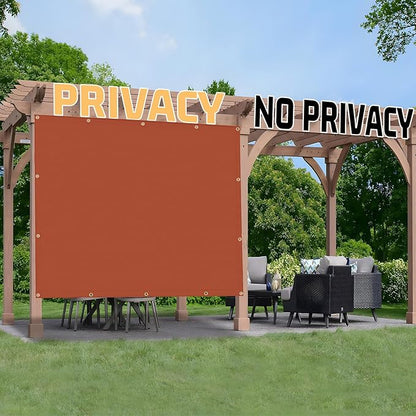SUNNY GUARD Shade Cloth Custom Size 5x12 FT Sun Shade Screen Fabric Shade Cover Tarp with Grommets for Pergola Backyard Garden, Terra(We Customized)