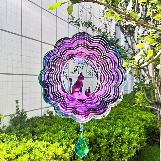 Wind Spinner, Hanging Wind Sculptures,Wind Spinners for Yard and Garden Decor,Yard Decorations Outdoor,Hanging Art Ornaments for Garden Yard Balcony Decor (Cat)