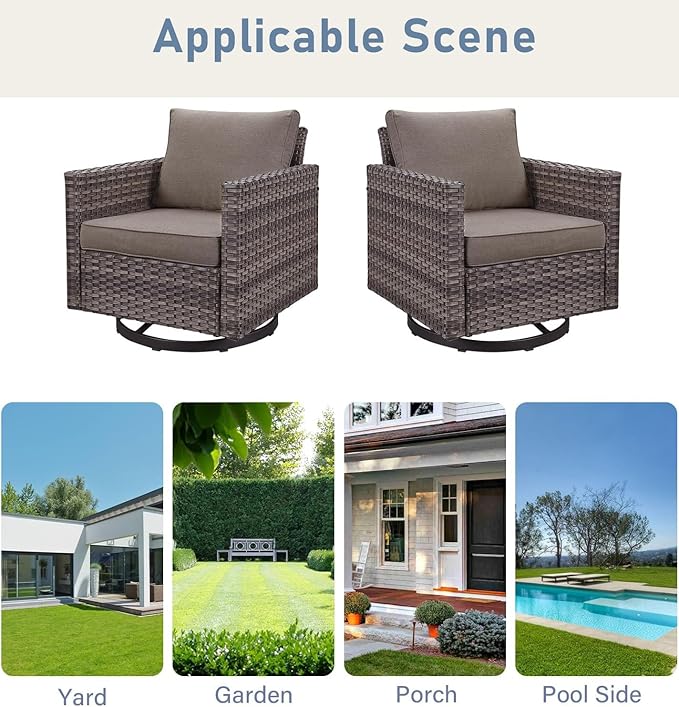 Patio Rocker Chairs: Swivel Outdoor Chairs Set of 4 with Wide Armrests