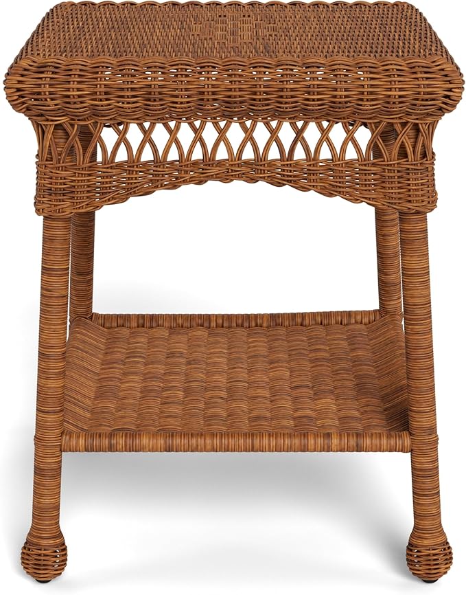 Tortuga Outdoor Portside Wicker Side Table, Amber