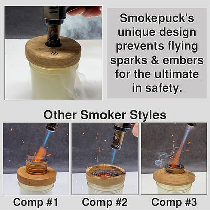 Cocktail Smoker Kit - Made in USA - Lifetime Warrenty - Apple+Cherry+Walnut Wood Chips - Create Smoked Old Fashioned - Great Bourbon Gift - Includes Premium Torch & NEW Gift Box. (No Butane)