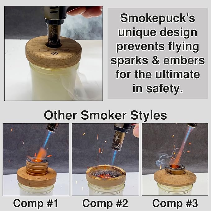 Cocktail Smoker Kit - Made in USA - Lifetime Warrenty - Apple+Cherry+Walnut Wood Chips - Create Smoked Old Fashioned - Great Bourbon Gift - Premium Torch & NEW Gift Box. (Includes Butane)
