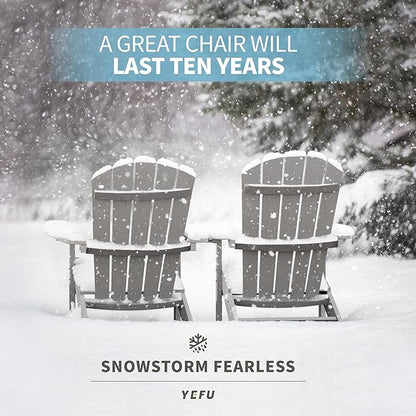 YEFU Adirondack Chair Weather Resistant: Outdoor Chair HIPS Plastic Adirondack Chairs - Patio Chairs with Wood Texture - Lawn Fire Pit Deck Porch Garden Chairs for Adults (Grey)