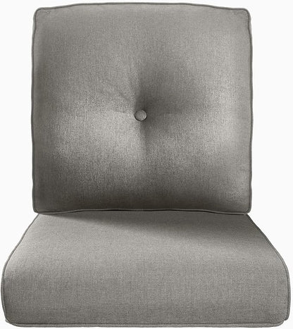 Pop 22x25/22x24 Outdoor Replacement Cushions - 1 Set High Back Deep Seat Patio Furniture Cushion for Rattan Dining Swivel Rocking Chairs Rattan Loveseat Couch Sectional Sofa - Grey/Button