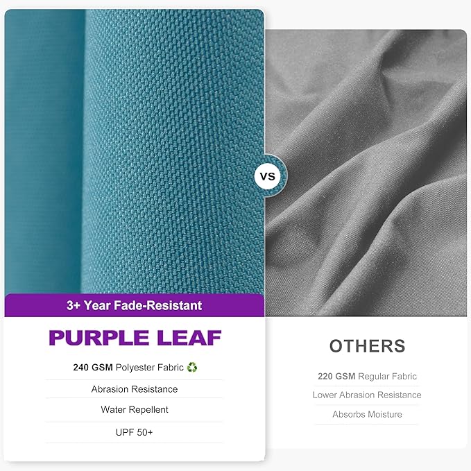 PURPLE LEAF 8' X 11' Left-right Tilting Patio Umbrella Outdoor Cantilever Swivel Rectangle Umbrella with Tilt Aluminum Offset Umbrella with 360-degree Rotation for Garden Deck Pool Patio Turquoise Blue