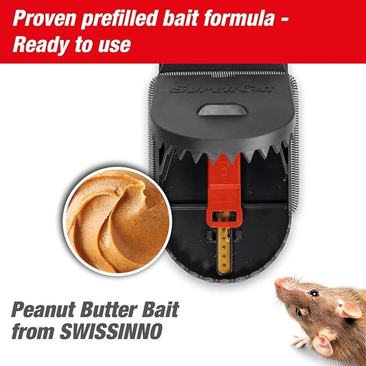 SWISSINNO Rat Trap PRO SuperCat – Large Snap Trap with Precision Trigger – Pre-Baited & Reusable – Instant Catch – Weather-Resistant Swiss Design for Indoor & Outdoor Use – 1 Trap