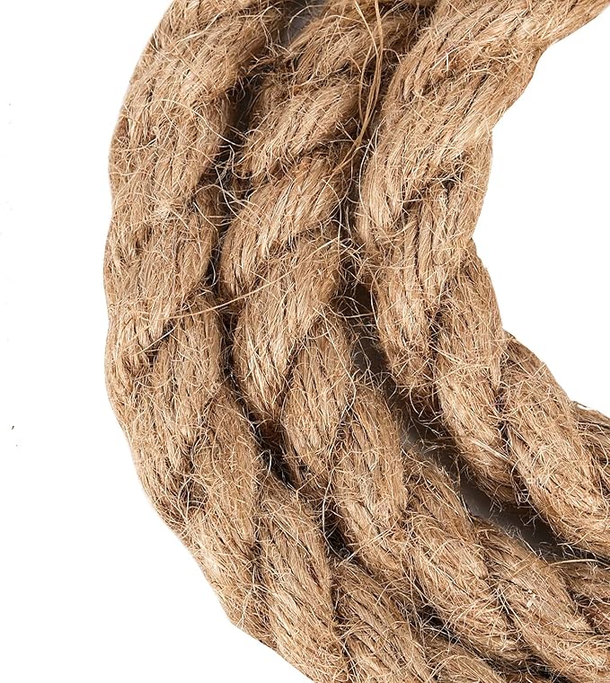 100 Feet 1/2 Inch Twisted Jute Rope, 3 Strand Hemp Rope Manila Rope Hanging Swing Cord for Nautical, Crafting, Gardening, Camping, Decor, Landscaping