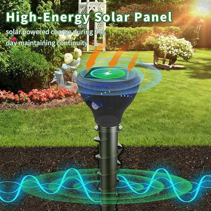 Mole Repellent Solar Powered,Gopher Repellents,Solar Powered Waterproof Vole Repellent, Flash&Vibration is Suitable for Lawn, Courtyard and Outdoor Mole Deterrent for Yard