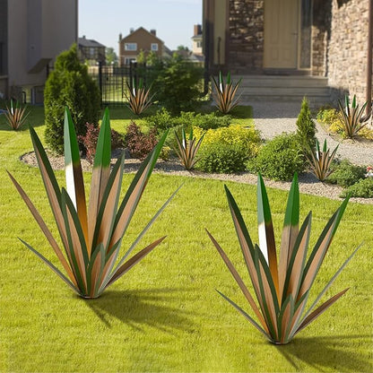 Homight Large Agave Sculpture Rustic Metal Agave Plant Outdoor Interior Decoration Outdoor Lawn Decoration Yard Wooden Posts Matching Garden Suitable for Patio