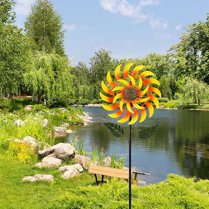 Viveta Wind Spinners for Yard and Garden, Sunflower Metal Wind Spinners,57 * 13 Inch Wind Sculpture for Yard Patio Lawn Garden
