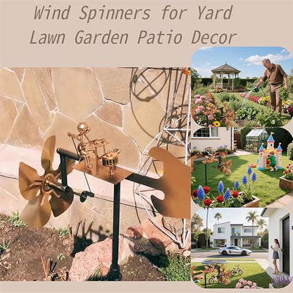 Garden Handmade Metal Rock Band Drummer Guitar Windmill, Kinetic Art Metal Sculpture Wind Spinners, Percussionist Music Rockin Art Figurine, Windmills for Yard Lawn Patio Outdoor Decor (Drummer)