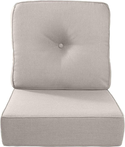 Luxury 22x24/22x25 6-Inch Outdoor Cushions - Water Repellent 1 Set Zippered Patio Chair Back&Seat Cushion for Wicker Dining Rocking Swivel Chairs Loveseat Couch Sectional Sofa - Beige
