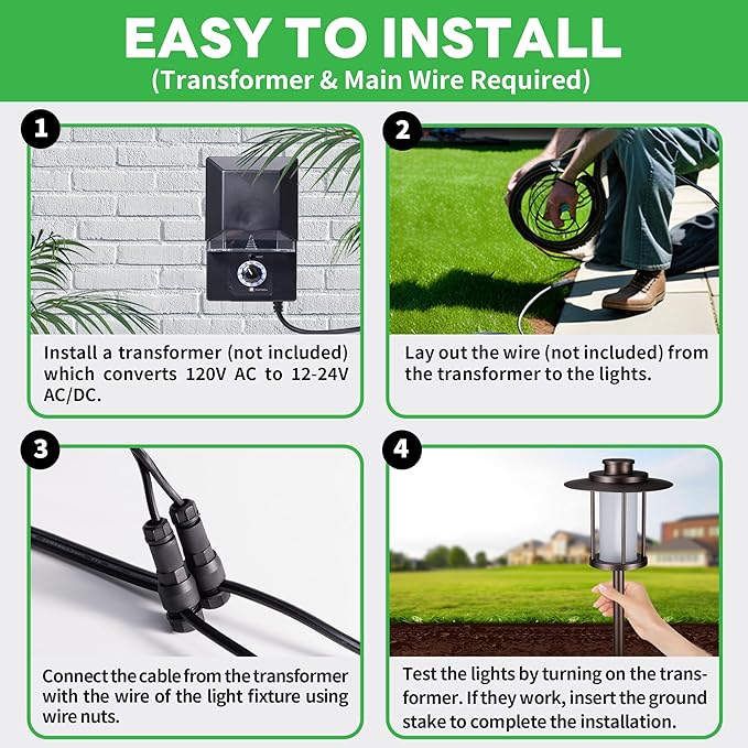 Outdoor Low Voltage Pathway Light, 12V Warm & Cool White Switchable Path Lights LED, IP65 Waterproof Landscaping Pathlight, Walk Side Lighting 5W ORB Aluminum for Backyard Lawn (6 Pack)