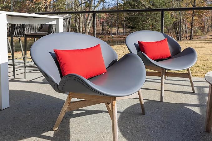 RSH DECOR: 6-Pack Red White & Blue Pillow Set | All-Weather Spun Fabric | Water & Fade-Resistant | Outdoor Pillows Lumbar, Square, & Neck Roll | Red, White, Navy Blue & White Stripe