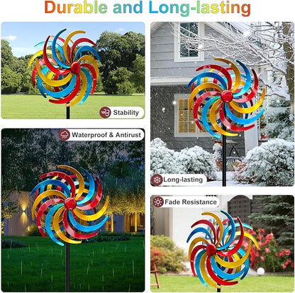 Wind Spinners Outdoor,Kinetic Wind Sculptures & Spinners, 63" Double-Side Metal Wind Spinner for Yard and Garden, Lawn Art Decorations Colorful
