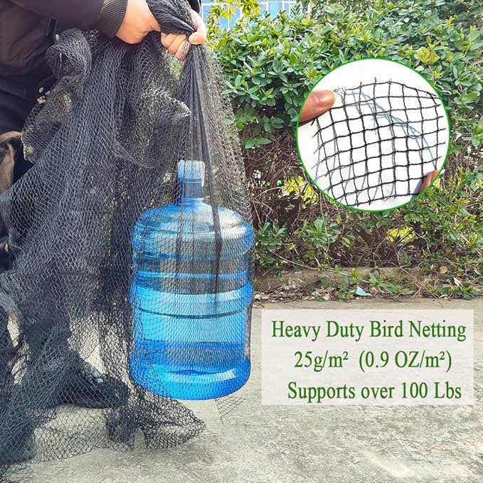 Woven Bird Netting 15X15 FT, 1/2" Mesh, Strong Bird Net Protect Fruit Trees, Blueberry, Vegetables, Strawberry Plants, Garden Netting Pest Barrier, Against Deer, Squirres, Small Critters