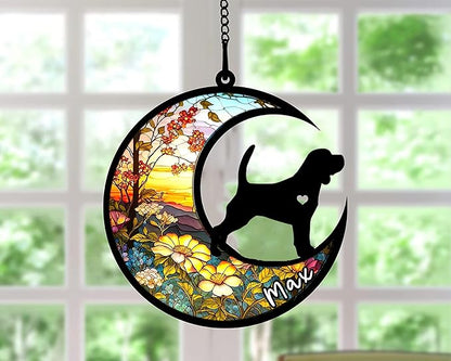 Personalized Dog Memorial, Custom Name Beagle Dog Christmas Ornament with Name, Custom Breeds, Pet Loss Light Catcher, Gifts for Lovers Loss of Pet Sympathy on Mothers Day Christmas