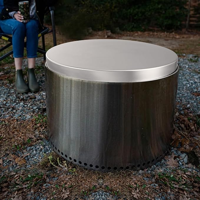 VEVOR Fire Pit Cover Lid, Compatible with The Solo Stove Bonfire 27" Portable Firepit Spark Screen,Stainless Steel Metal Cover, Wood Burning and Camping Stove Accessory, for Outdoor Patio Backyard