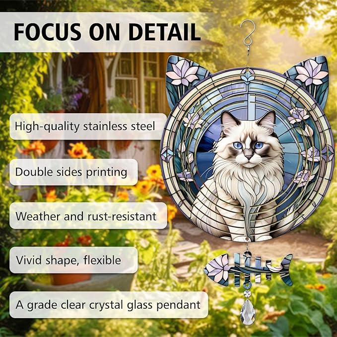 Ragdoll Cat Wind Spinner, Ragdoll Cat Wind Spinner Hanging for Yard and Garden