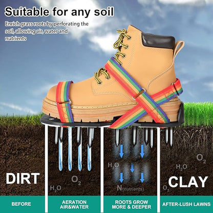 Lawn Aerator Shoes for Grass - Pre-Assembled Grass Aerator Shoes for Lawn - Soil Yard Aerator Tool for Aerating Patio Garden, Colorful