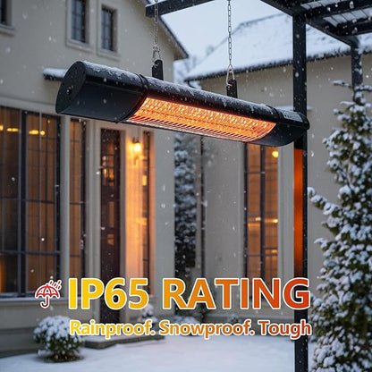 Hanging Patio Heater, Outdoor Electric Heater, Wall Mounted & Ceiling Infrared Garage Heater for Outdoor/Indoor Use, 1500W, Remote Control, Black