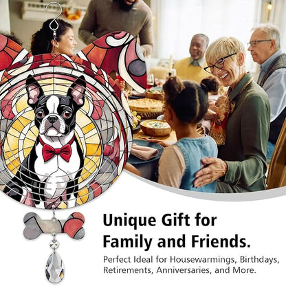 Boston Terrier Dog Ears Wind Spinner, Boston Terrier Wind Spinner Hanging for Yard and Garden V02