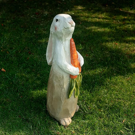 ZOEJADE 26" H Rabbit Large Statue Bunny Holding Carrot Sculpture Big Resin Outdoor Statues Indoor Decor Animal Ornament for Home Garden Lawn Yard Balcony Gifts Birthday Easter Housewarming Christmas