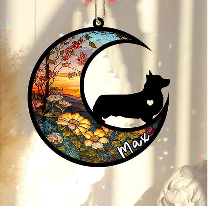 Personalized Dog Memorial, Custom Name Corgi (Black) Dog Christmas Ornament with Name, Custom Breeds, Pet Loss Light Catcher, Gifts for Lovers Loss of Pet Sympathy on Mothers Day Christmas