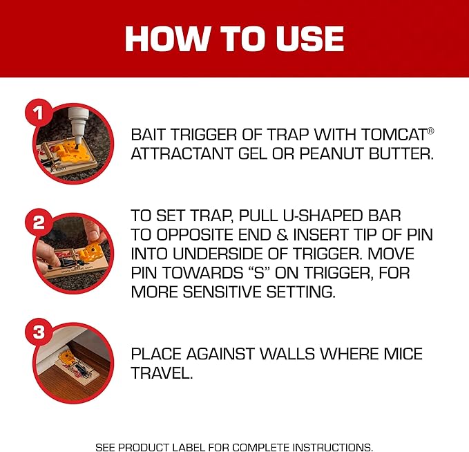 Tomcat Mouse Traps (Wooden), 4 Traps (Pack of 3)