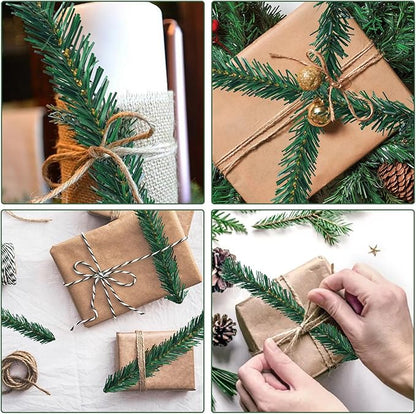 Uieke 200 Pcs Christmas Garland Ties 12Inch Artificial Pine Needles Garland Faux Pine Greenery Stems Twist Wired Tree Branches Wreath Tie for Craft Gift Wrapping Party Supply Christmas Decoration