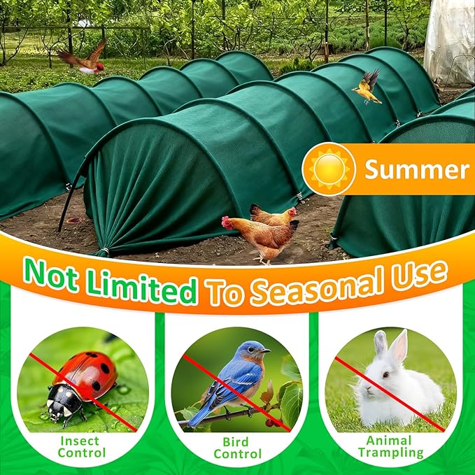 Green Plant Covers Freeze Protection, 10 x 10 ft - 1.5 oz/yd² Frost Cloths for Outdoor Plants, Tree Covers Freeze Protection, Winter Garden Blanket, Sun Cover for Plants for Greenhouse, Vegetables